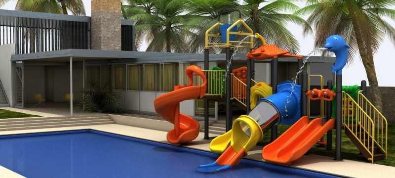 Kids Water house play structure with slide