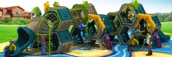 kids playground with climber honeycomb